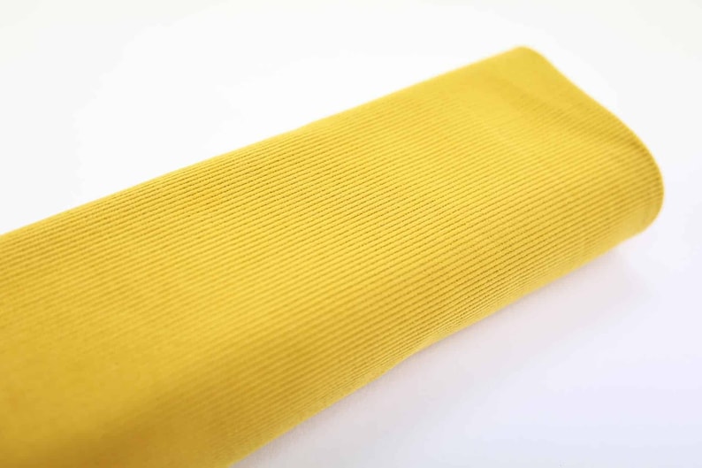 Tissu velours côtelé Japonais jaune moutarde 50cm tissu velour Japonais, velours en coton, velour uni, velour moutarde, velour épais jaune 画像 1