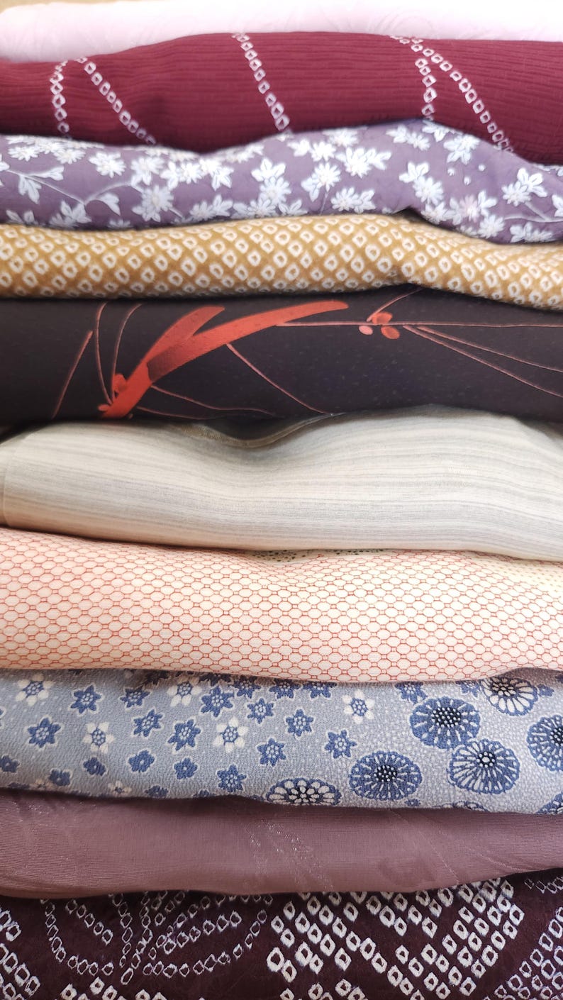 Set med 3 vintage haorier, set med haori, japansk jacka, kimonojacka, vintageväst till kimono, från Japan, slumpmässig haori, gammalt tyg, textil bild 4