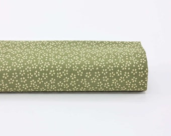 Sevenberry Sakura fabric green background - 50cm, sakura fabric, ecru sakura, sakura pattern, Japanese sakura, sakura print, sakura flower, matcha green