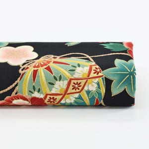 Japanese fabric Temari balls and colorful flowers -50cm- Japanese fabric, Textile, Japanese pattern, Temari pattern, Japanese ball, Temari