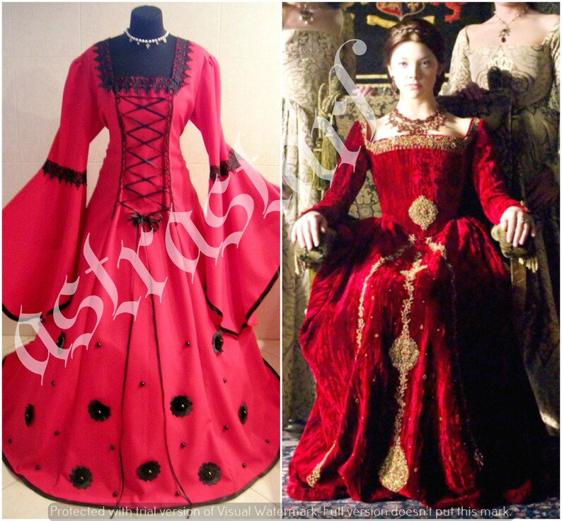 Medieval Wedding Dress Costume Red Train Xl 2xl 3xl 20 22 24 Etsy