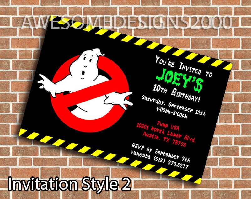 Ghostbusters Invitations Birthday Party Invite Printable & - Etsy