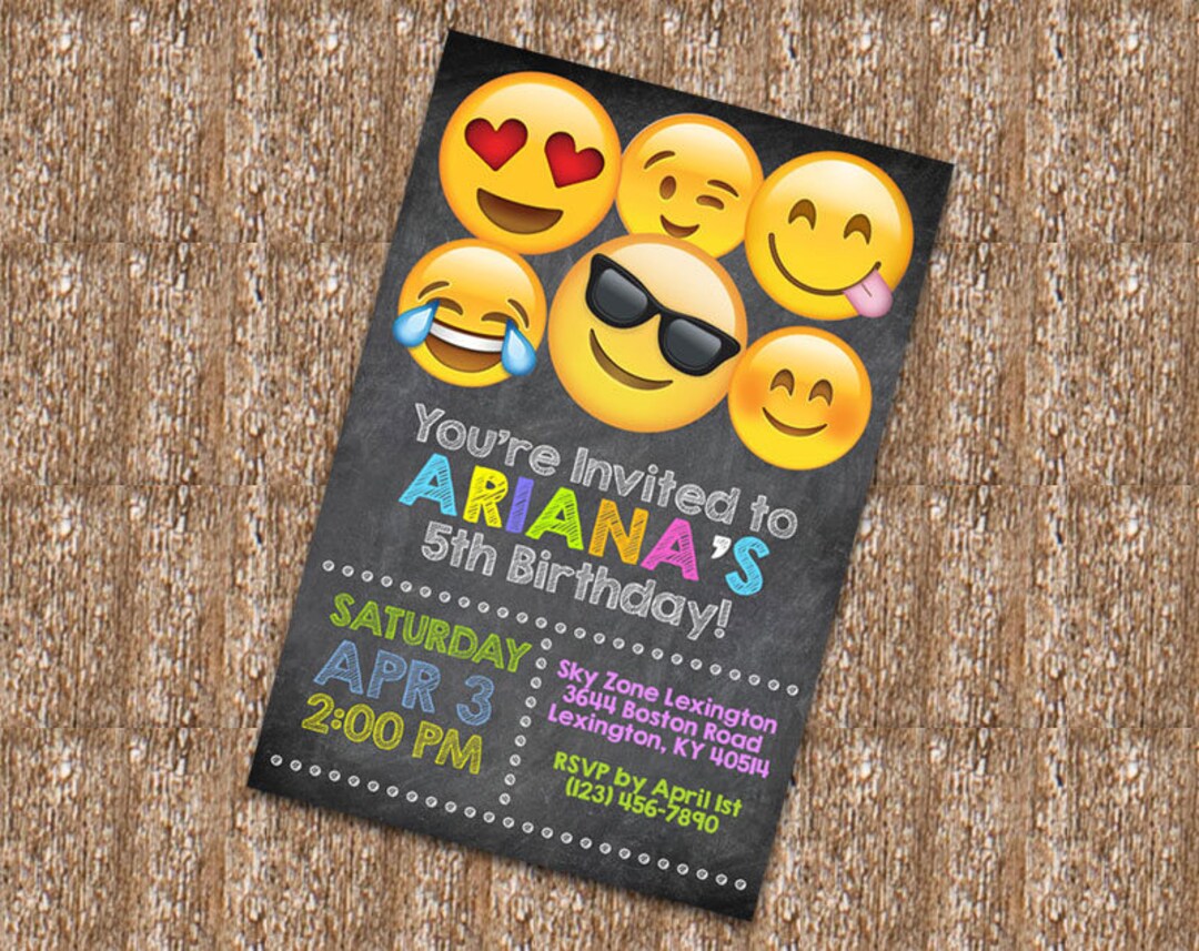 Emoji Invitations Emoticon - Birthday Party Invite - Printable ...