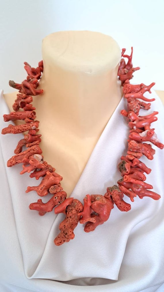Al por menor Arquitectura Ciudad Collar de coral rojo mediterráneo natural collar maxi joyas - Etsy México