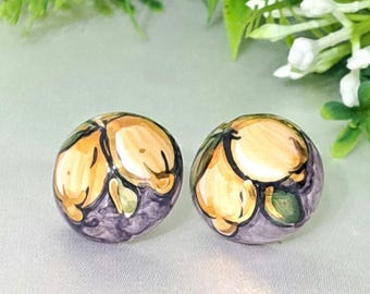 Caltagirone ceramic and gold-plated 925 silver earrings, Sicilian earrings