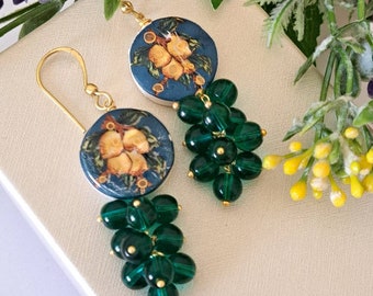 Caltagirone ceramic earrings, cluster earrings, Sicilian earrings