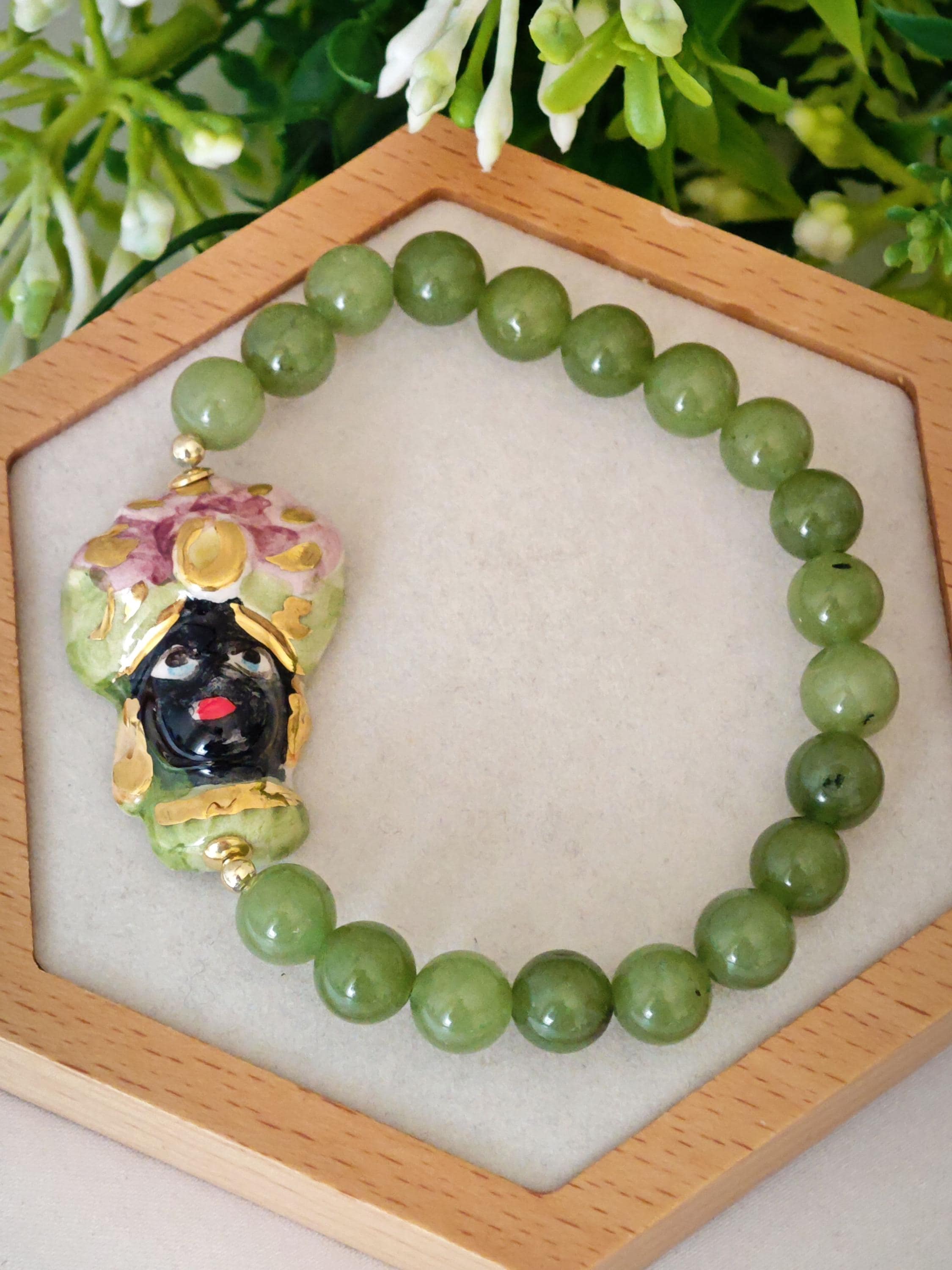Bracciale Rigido In Giada Naturale Verde – 12-14 Mm – Gioiello Portafortuna Per Donne – Colore Verde – Con Scatola Regalo