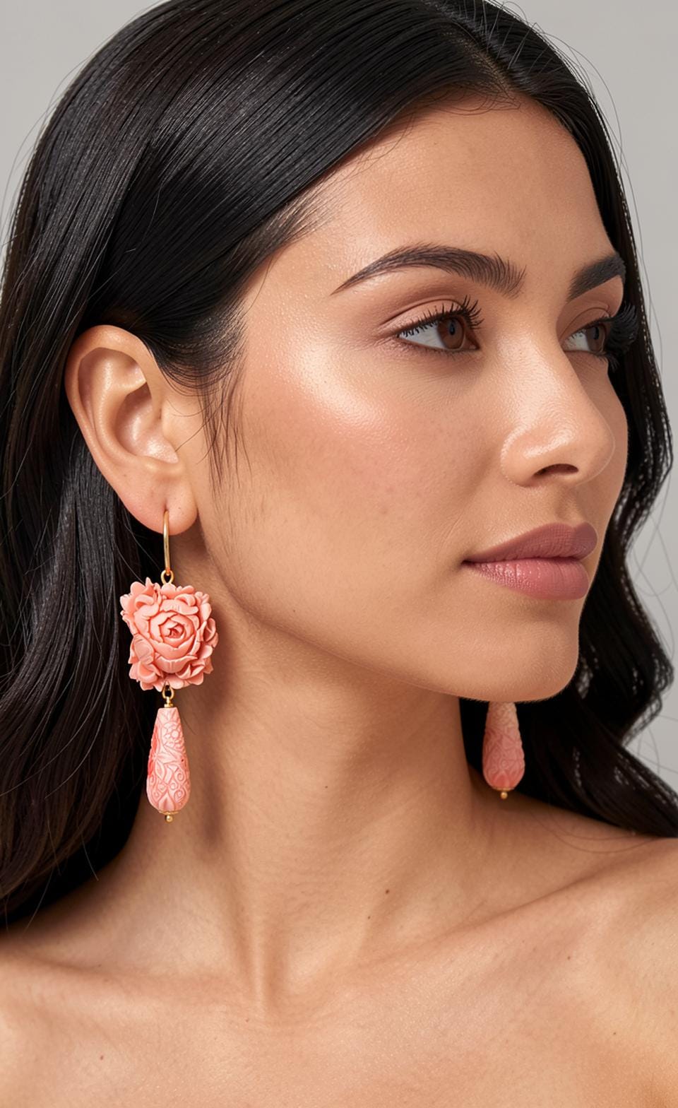 Orecchini a Grappolo in Argento 925 con Corallo rosso naturale - Italia