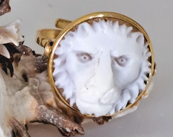 Bague En Argent 925 Et Or, Avec Camée En Sardonyx Visage, Taille 19 - Neuf Avec étiquette