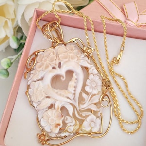 Sardonyx Shell Cameo Necklace and 925 Silver Gold Plated, Italian Jewelry