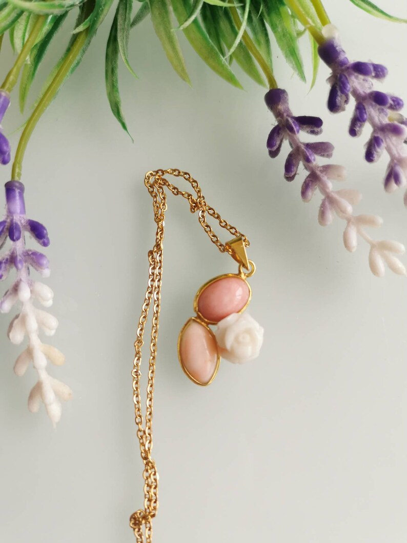 Italian jewelry Silver necklace 925 with pink pendant and natural pink coral