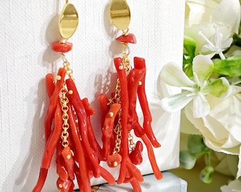 Orecchini Corallo Rosso E Argento 925 - Artigianali Italiani, Anallergici A Lobo, 4 Mm, Regalo Donna Elegante