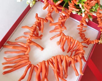 Colar Sciacca de coral vermelho, colar maxi de coral e prata 925 banhada a ouro, joia italiana