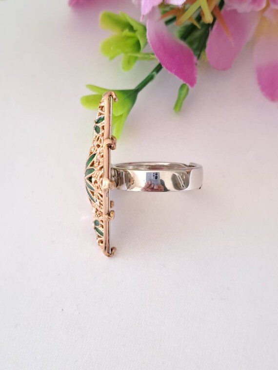 Bague En Argent Sterling 925 Plaqué Or - Style Filigrane - Taille Ajustable 57 - Poids 3,5 G - Marque Filgold