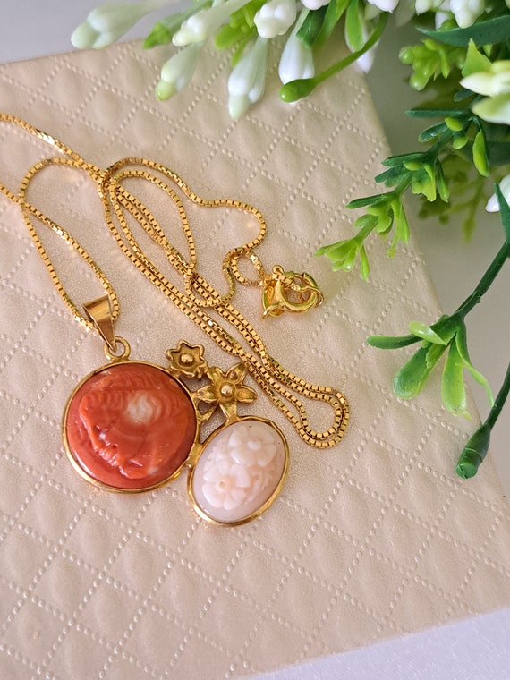 天然珊瑚ペンダント付きネックレス