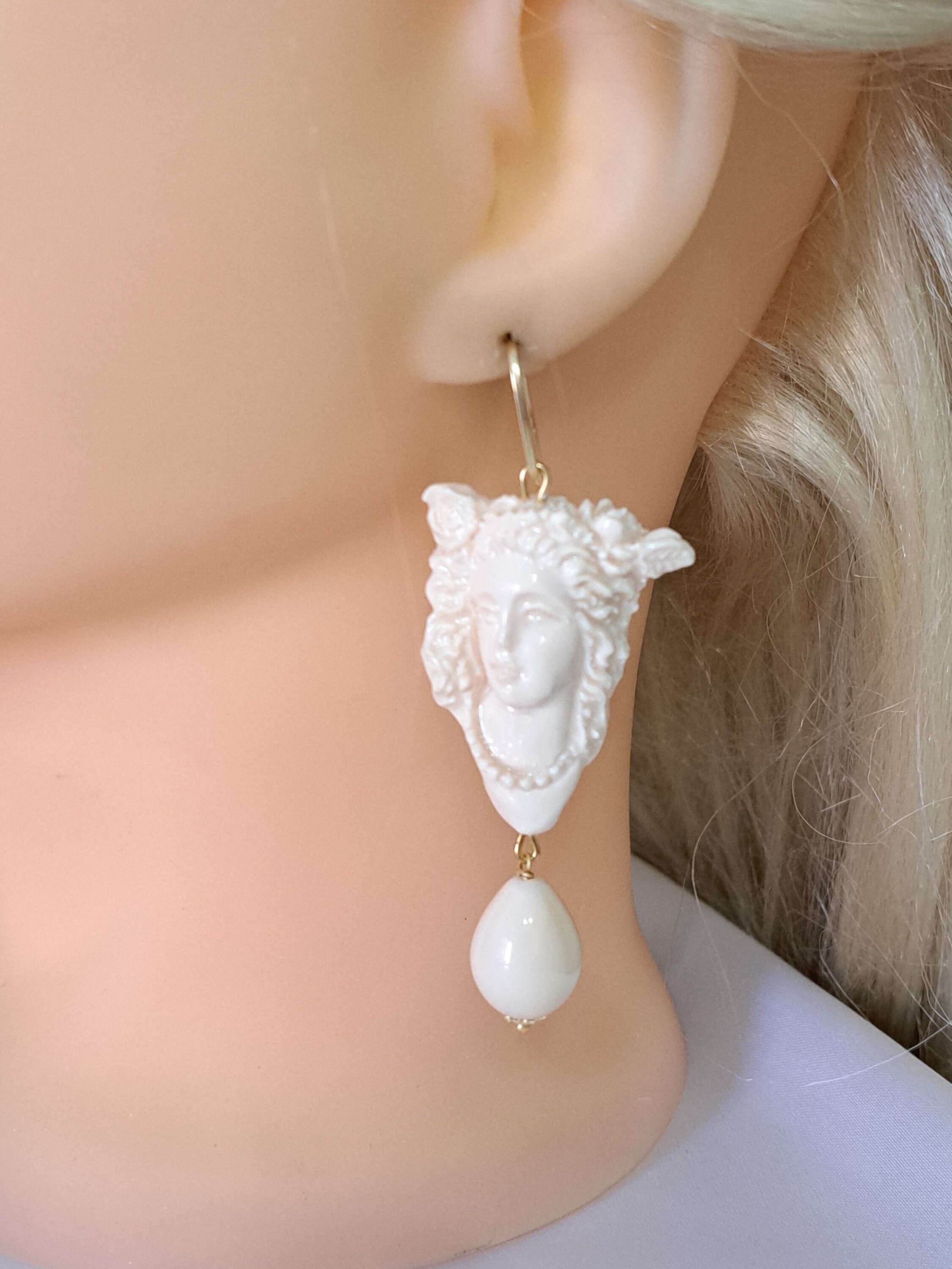 Vintage Cultured Pearl Drop Earrings in Sterling Silver
