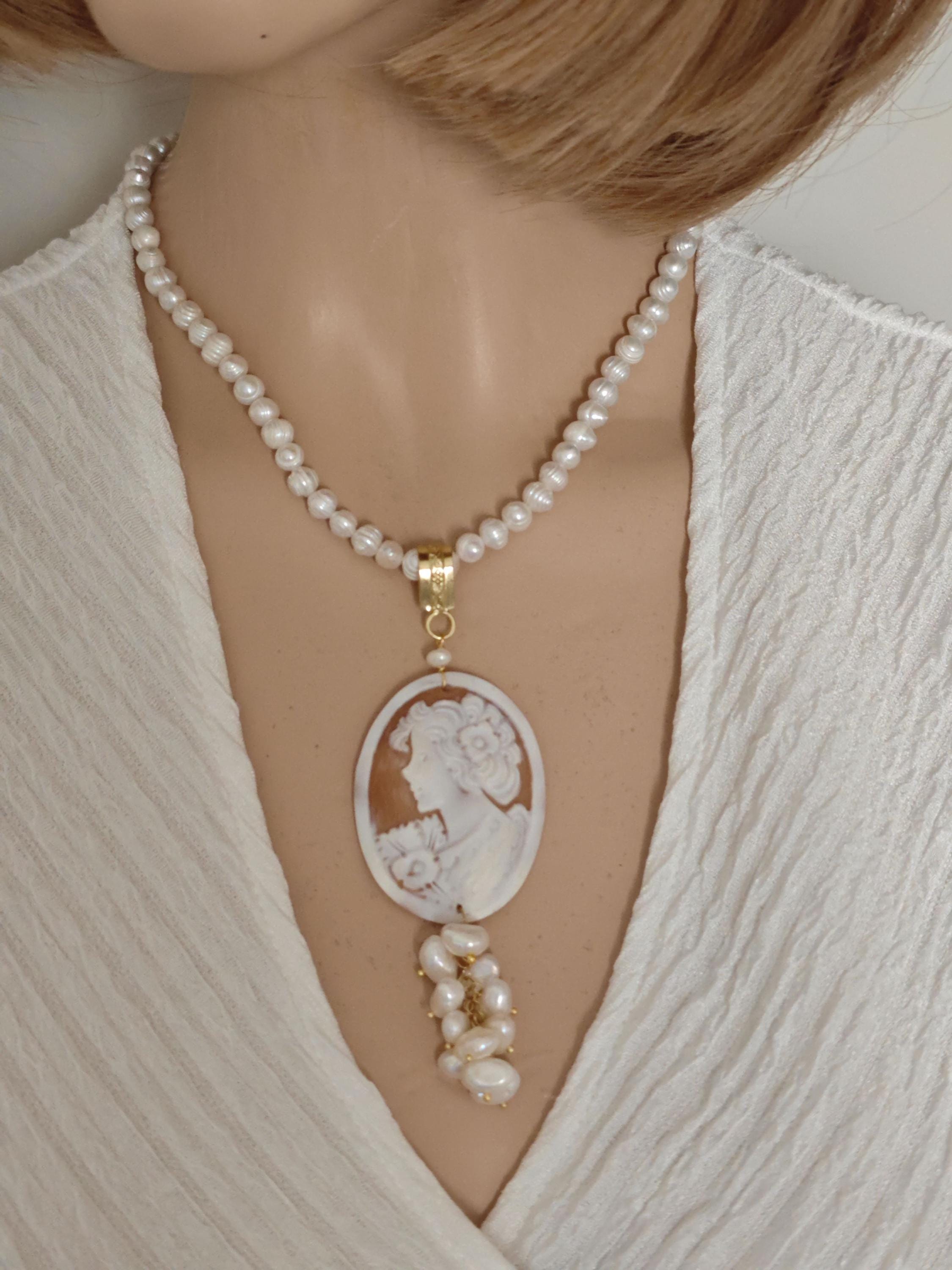 Collana In Perle Di Conchiglia Naturali Bianche 10 Mm – 18 Pollici, Artigianale, Senza Nichel