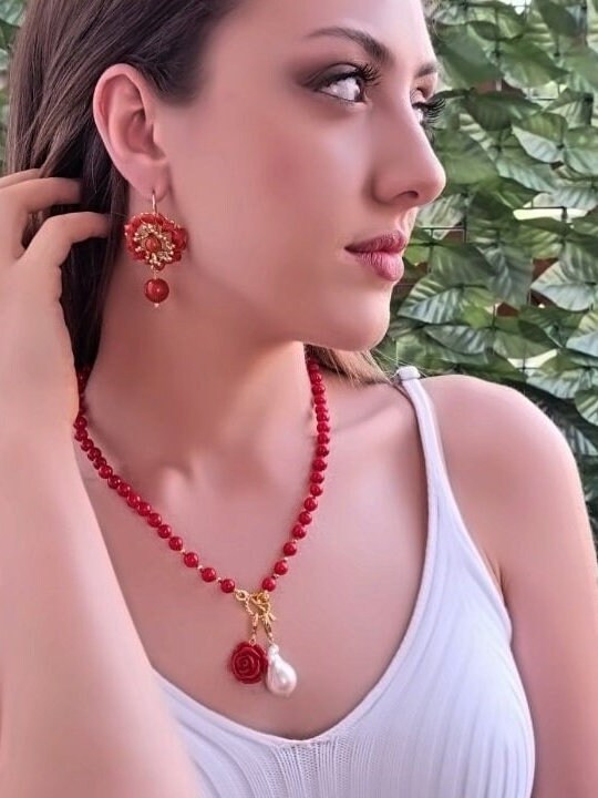 Collier Ras De Cou Perles De Corail – Ocre Rouge – ACCESSOIRES & DAZ