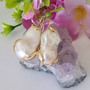 White baroque pearl and 925 silver earrings, Italian jewelry