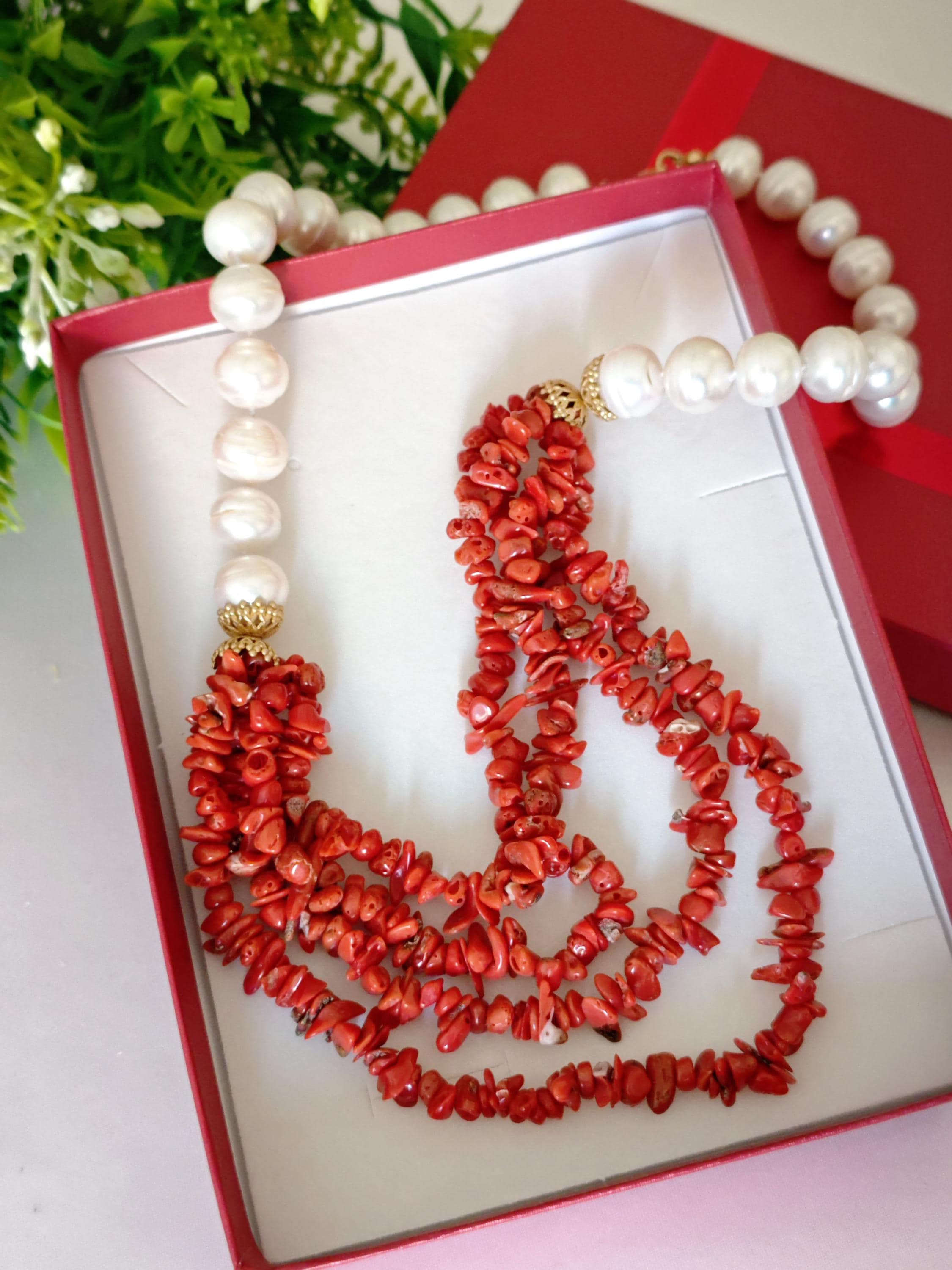 Collier Perles Corail Rouge Méditerranée - Sautoir Prestigieux Naturel - 197g
