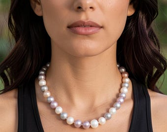 Collana Di Onice Nero Sfaccettato 8/10/12 Mm – Lunghezza 36 Pollici – Perle Naturali AAA - Foto 3