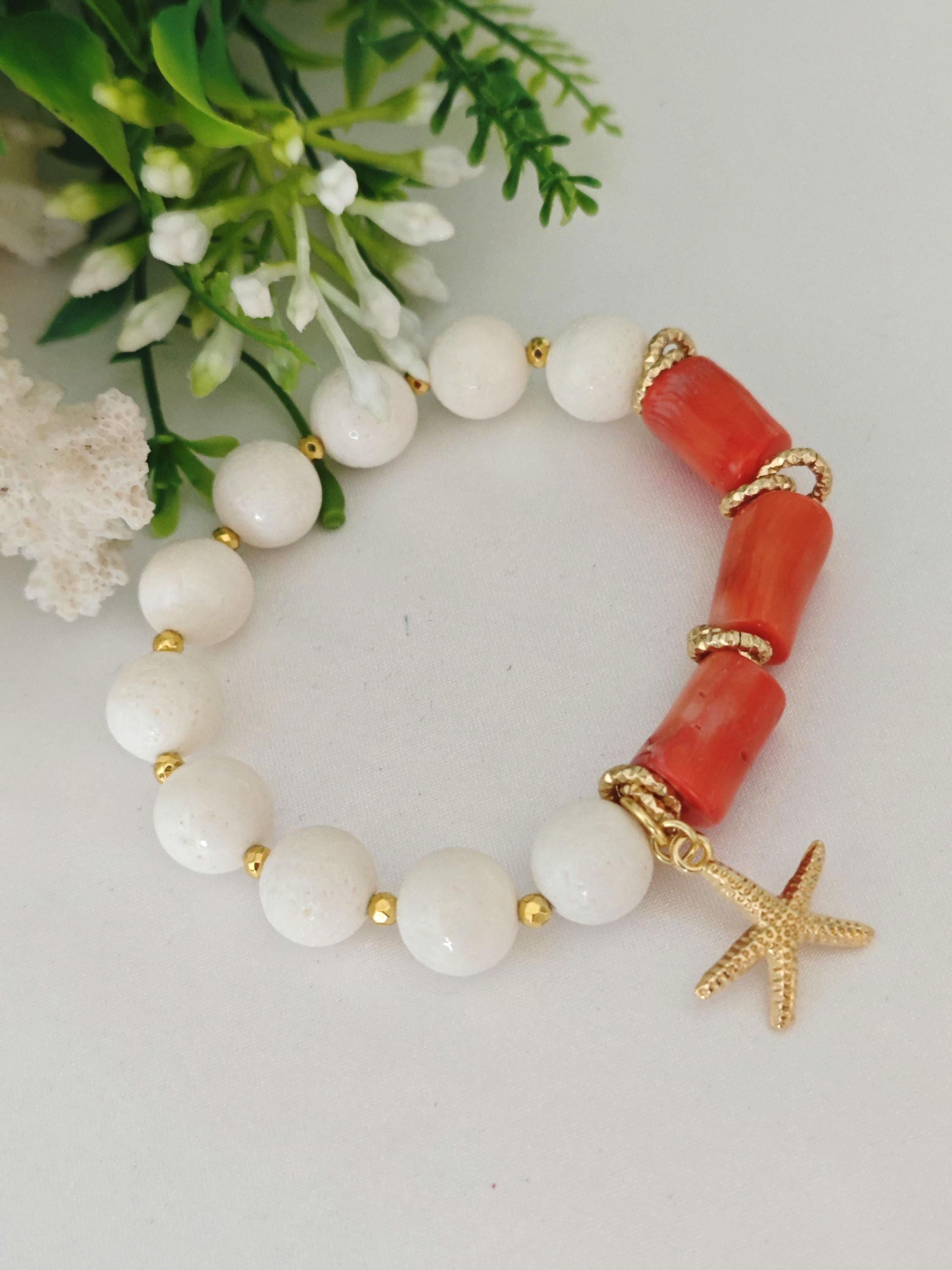 Bracelet Yves Rocher 5 Rangs – Petites Perles Blanches Et Corail, Occasion