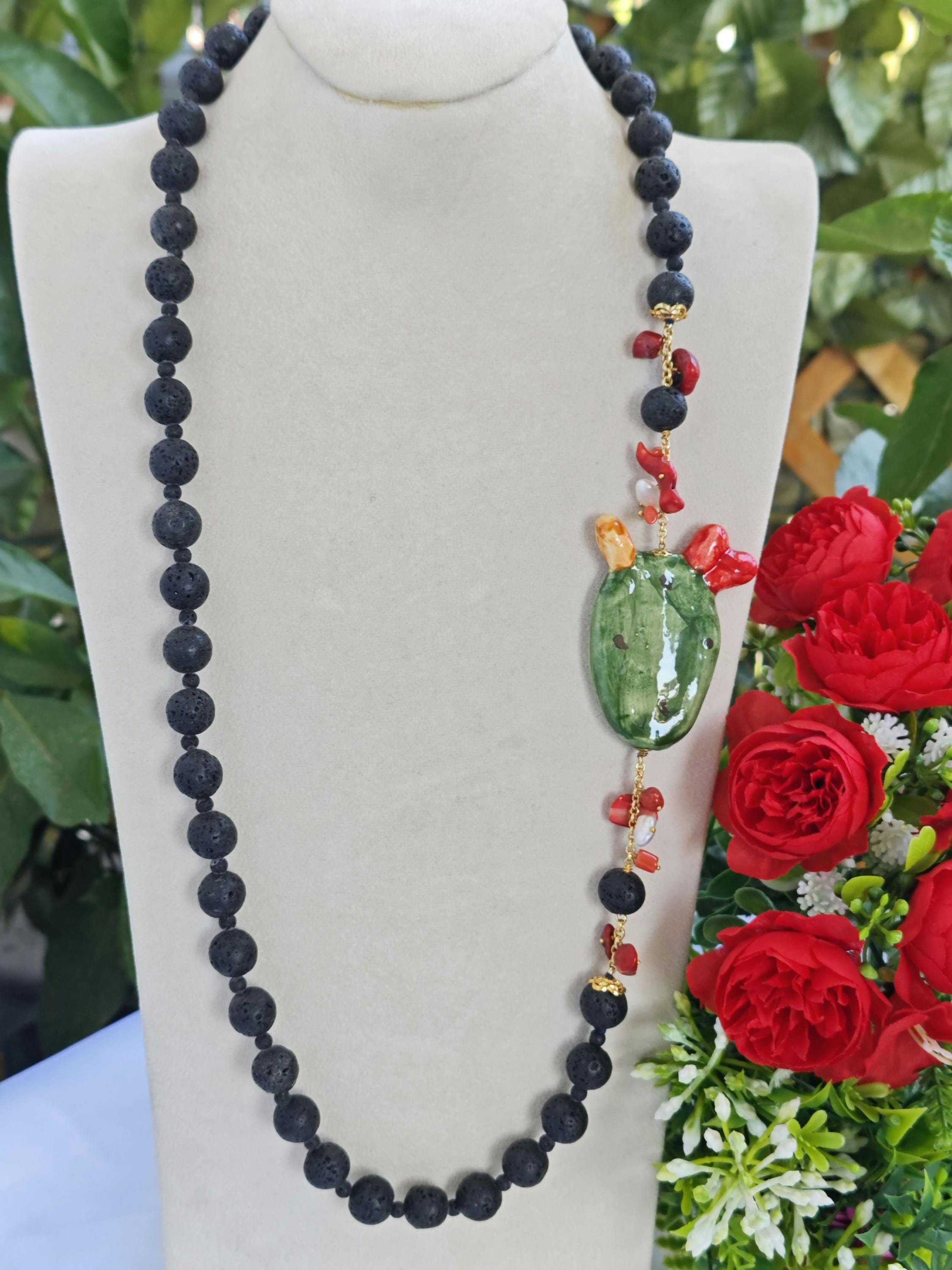 collana in ceramica raku verde acido - Gioielli - Collane - di i gi