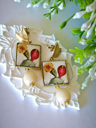 Orecchini Donna In Ceramica Di Caltagirone A Forma Di Piastrella Con Cuore, Fatti A Mano, Lunghi 7 Cm, Gioielli Artigianali Italiani