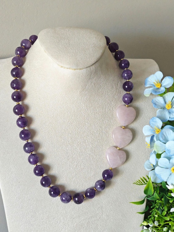Purelei® Collana di ametista, collana da donna in acciaio