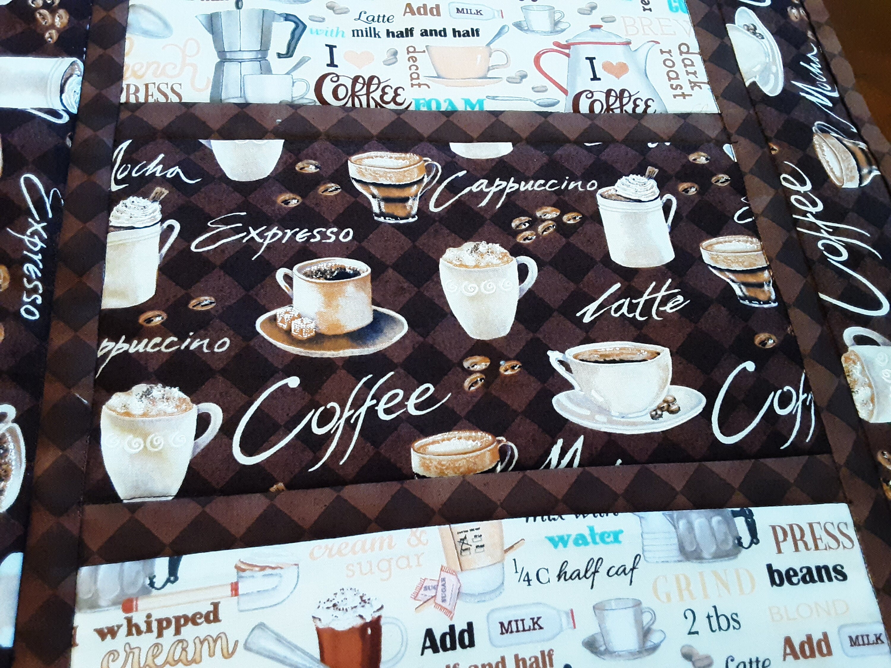 Coffee Themed Table Runner, Table Topper, Dining Table Scape, Year ...