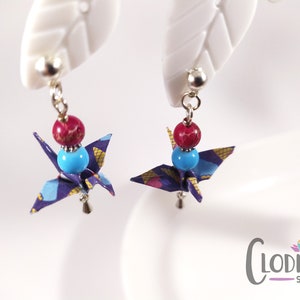 Purple & Ice Cream Origami Crane Earrings, Origami Crane Earrings, Origami Earrings, Bird Earrings, Ice Cream Earrings, Summer Earrings
