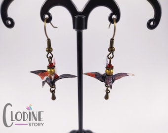 Black Origami Crane Earrings