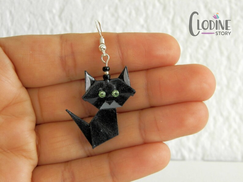 Boucles D'Oreilles Chat Noir Mignon Animal Chaton Oreille