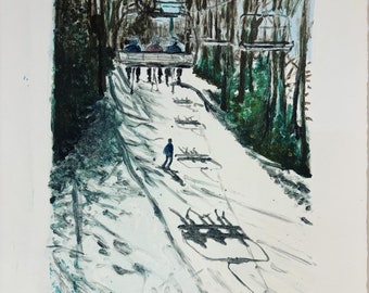 Monotype de télésiège à semelles I Ski Print I Ski Art