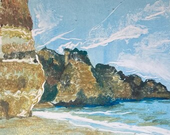 Algarve Beach Original Art Monotype