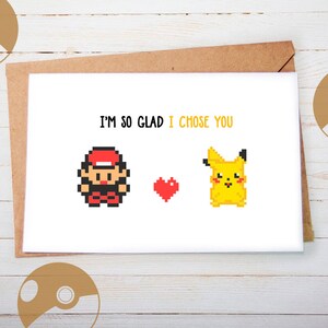 Valentines Day Card, Pokemon Valentine Card, Valentine Card, Valentine Gift, Anniversary Card, Valentine Card Him, Valentine Card Her, Geeky