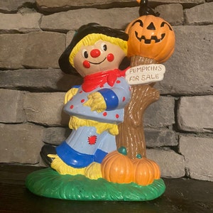 Vintage Halloween Ceramic Scarecrow Figurine Pumpkins for Sale 12&quot;Tall Statue