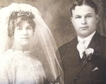 Sepia Portrait Photography of Young Wedding Couple Cabinet Card