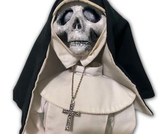 Skeleton Nun Art Doll, Movable Joints, Gothic Decor