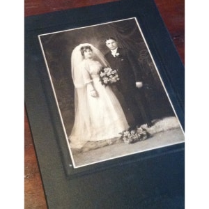 Sepia Portrait Photography of Young Wedding Couple Cabinet Card
