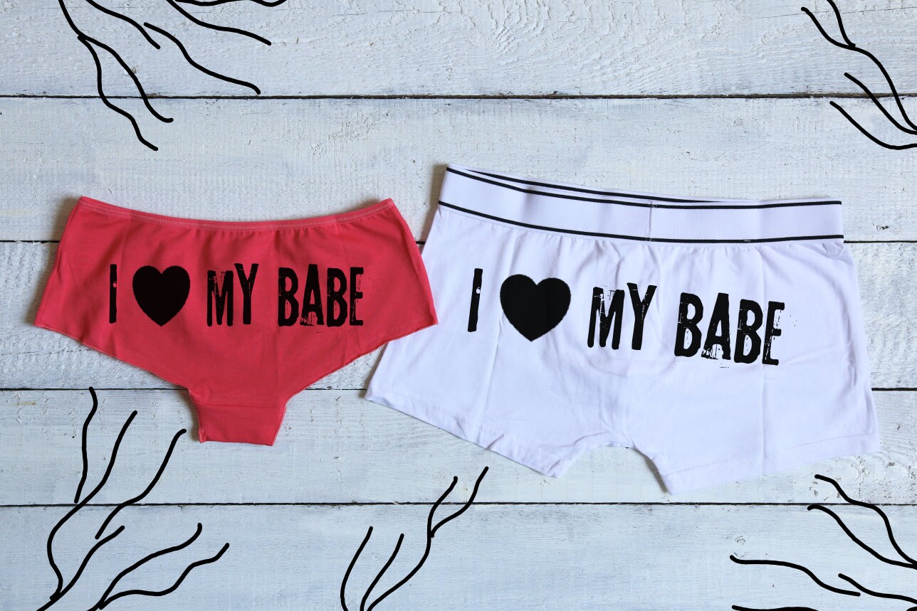 I love my babe His and Hers Set Couples Underwear Set Funny Etsy