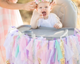 1st Birthday Banner - 1st Birthday Girl - First Birthday Banner - Pastel Birthday Banner - Highchair Banner - High Chair Banner Girl