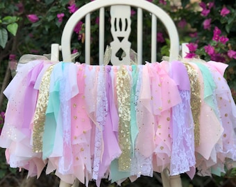 Unicorn High Chair Banner, High Chair Banner, Pastel High Chair banner, Highchair Tutu, Unicorn High Chair Decoration, Pastel Highchair