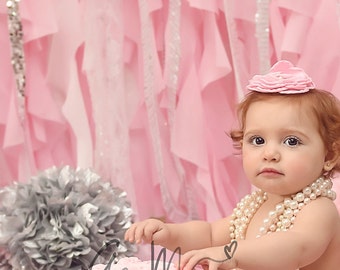 Pink and Silver First Birthday | Pink and Silver Backdrop | Pink and Silver Nursery | Pink and Silver Curtains