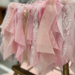 Pink and Gold High Chair Banner, Pink and Gold Highchair Tutu, Pink and Gold HighChair Banner, Pink and Gold Fabric Banner image 4