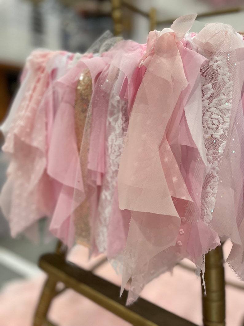 Pink and Gold High Chair Banner, Pink and Gold Highchair Tutu, Pink and Gold HighChair Banner, Pink and Gold Fabric Banner image 4