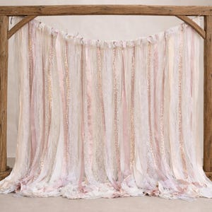 Rose Gold Wedding Backdrop, Wedding Backdrop, Wedding Backdrop Ceremony, Rose Gold Ribbon Backdrop, Lace Wedding Backdrop, Ribbon Backdrop