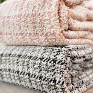 Bouclé Tweed Fabric by the Yard – Pink Bouclé Knit or Black & White Bouclé Knit – 4-Way Stretch Designer Fabric