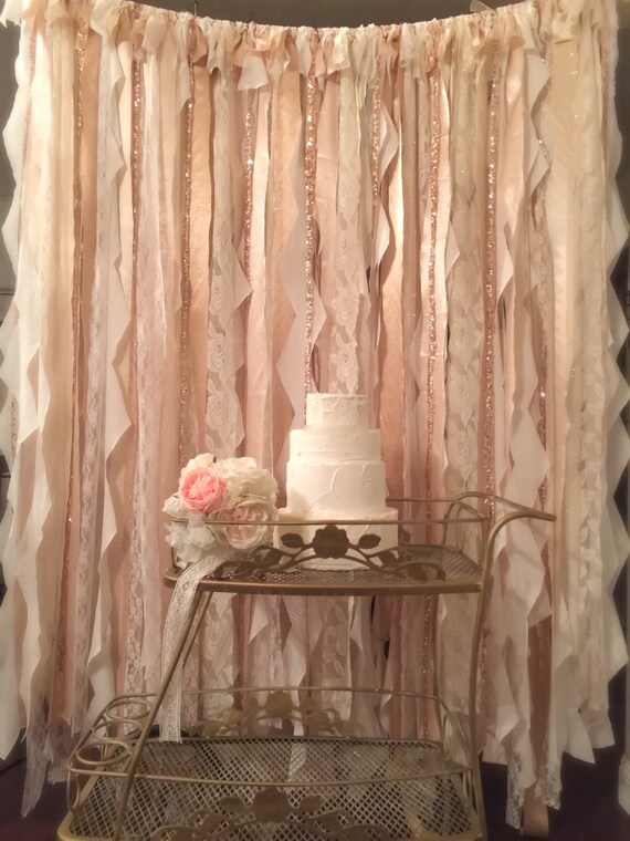 Champagne and Gold Ribbon Backdrop Photo Booth Backdrop Champagne and Gold Ribbon Backdrop Photo Booth Backdrop