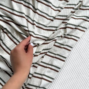 Ribbed Sweater Knit Fabric - Neutral Striped - Soft Stretchy - By the Yard - Apparel & Loungewear Fabric